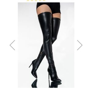 AKIRA Black Over-the-Knee Stiletto Boots